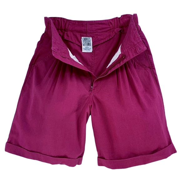 Vintage Gitano Pleated Front Shorts, Magenta - Picture 5 of 13